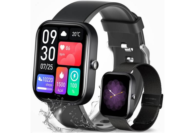 CkeyiN Smartwatch Fitness Tracker Uhr mit Anruffunktion für Damen und Herren, Smartwatch (4.96 cm/1,9 Zoll), Voll-Touch-Farbdisplay,100+ Sportmodi,Musiksteuerung,IP67 Wasserdicht von CkeyiN