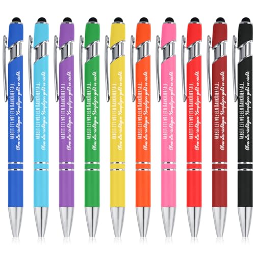 Clabby 20 Stück Abschied Geschenk Kugelschreiber Arbeit Ist Wie Ein Banküberfall mit Touchpen Druckkugelschreiber Stifte mit Spruch für Ruhestand Mitarbeiter Kollegen Büro Abschied(Bunte Farben) von Clabby