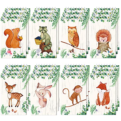 24 Stücke Waldtiere Mini Notizblöcke Tier Wald Party Waschbär Eichhörnchen Eule Hirsch Mini Spiralblock für Waldtiere Thema Geburtstag Party Klassenzimmer Zubehör von Clabby