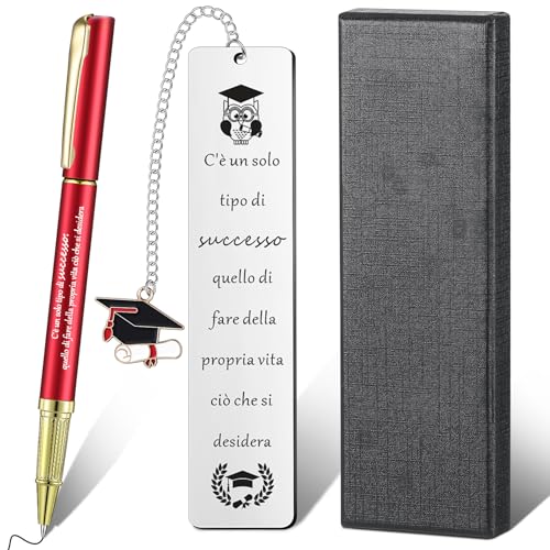 Clabby 3-Teiliges Abschlussgeschenk für Frauen Männer Lehrer Studenten Metall Lesezeichen mit Motivierenden Sprüchen + Inspirierendem Stift + Box Geschenk für Abschluss Weihnachten Geburtstag von Clabby
