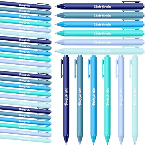 Clabby 30 Danke für Alles Kugelschreiber Set Blau Druckkugelschreiber mit Gravur Danke Geschenke für Kollegen Kuli mit Spruch Kugelschreiber für Frau Männer Freunde Schule Büro von Clabby