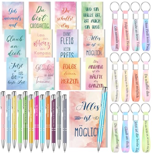 Clabby 36 Stück Inspirierendes Geschenkset Inspirierende Notizblöcke mit Spruch 12.4 x 8cm Einziehbarer Kugelschreiber Silikon Schlüsselanhänger Farbtagebuch Notizbuch Schule Büro Partyzubehör(Hell) Clabby 36 Stück Inspirierendes Geschenkset Inspirierende Notizblöcke mit Spruch 12.4 x 8cm Einziehbarer Kugelschreiber Silikon Schlüsselanhänger Farbtagebuch Notizbuch Schule Büro Partyzubehör(Hell) von Clabby