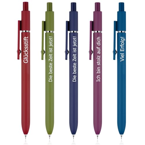 Clabby 5 Stück Inspirierende Kugelschreiber mit Spruch Einziehbarer Kugelschreiber Glücksbringer Motivation Stifte Abschlussgeschenk Inspirierende Geschenke für Kollegen Lehrer (Retro-Stil) von Clabby