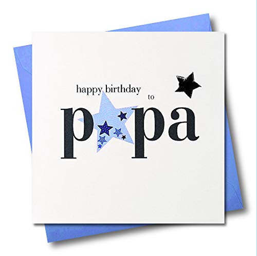 Claire Giles Geburtstagskarte, Motiv Herzen und Sterne, Schriftzug "Happy Birthday Papa" von Claire Giles Greeting Cards