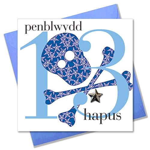 Claire Giles Alter Walisischer Aufschrift:"Penblwydd Hapus" Alter 13 Boy Geburtstag Karte von Claire Giles
