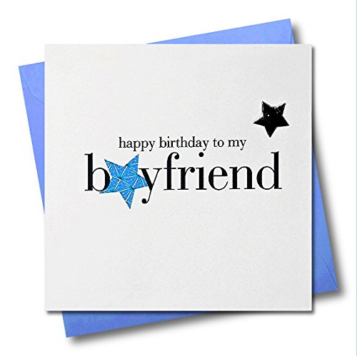 Claire Giles Geburtstagskarte, Herzen und Sterne, Aufschrift Happy Birthday, Boyfriend-Stil von Claire Giles