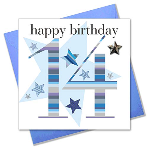 Claire Giles Geburtstagskarte zum 14. Geburtstag, für Jungen, Blau von Claire Giles