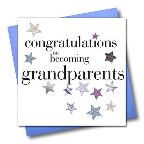 Claire Giles Herzen und Sterne Congratulations on Großeltern Karte – Blau von Claire Giles