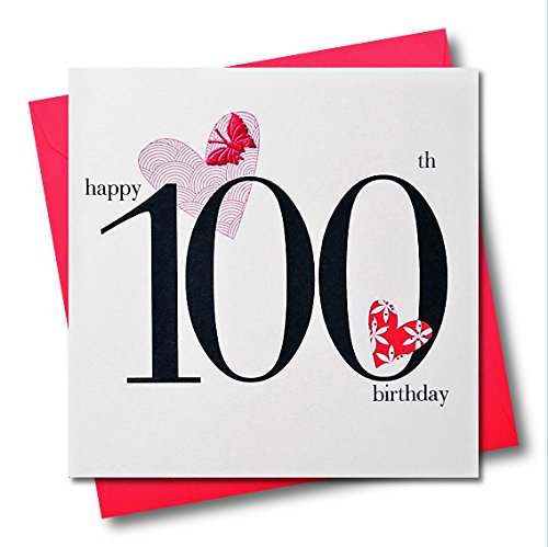 Claire Giles Herzen und Sterne Happy 100. Geburtstag Karte – Rosa von Claire Giles