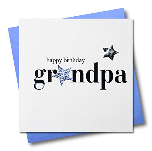 Claire Giles Herzen und Sterne Happy Birthday Grandpa Karte, Weiß von Claire Giles