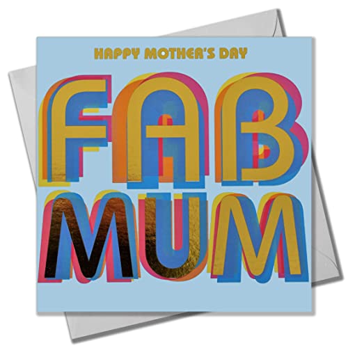 Claire Giles Muttertagskarte, Fab-Mum, Text foliert in glänzendem Gold von Claire Giles