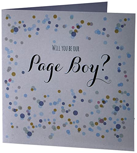 Claire Giles Quill "Will You Be Our Page Boy?" Hochzeitskarte, Schwarz/Grau/Weiß von Claire Giles