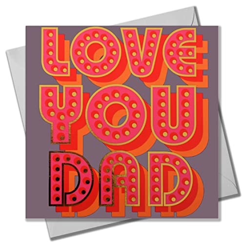 Claire Giles Vatertagskarte, Love You Dad, Text foliert in glänzendem Gold von Claire Giles