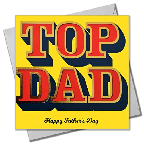 Claire Giles Vatertagskarte Top Dad, Text foliert in glänzendem Gold von Claire Giles