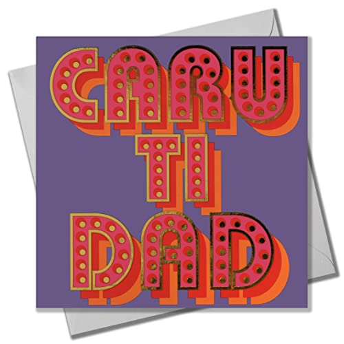 Claire Giles Walisischer Vatertag, Caru Ti Dad, Text in glänzendem Gold foliert von Claire Giles