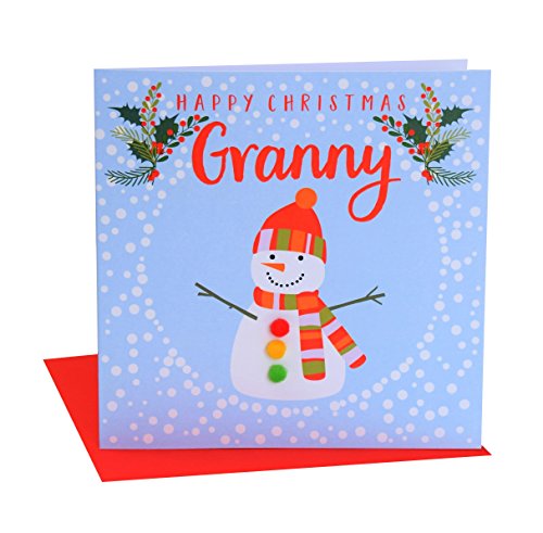 Claire Giles XP138 Weihnachtskarte "Schneemann" mit Aufschrift "Granny Happy Christmas", Blau von Claire Giles