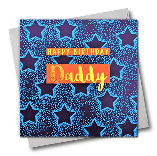 Glückwunschkarte mit Schriftzug"Happy Birthday Daddy" in Gold glänzend von Claire Giles