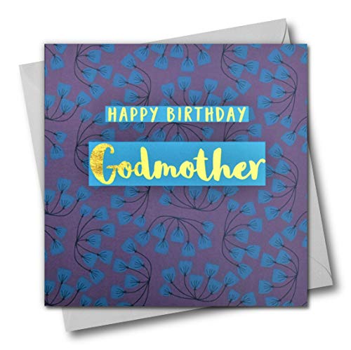 Glückwunschkarte zum Geburtstag Patenmutter Blumen mit Text in Gold glänzend von Claire Giles