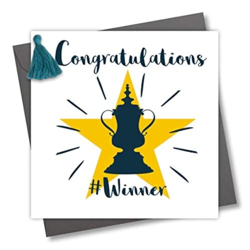 Claire Giles Greeting Cards, Glückwunschkarte "Winner" Well Done Grußkarte, verziert mit einer bunten Quaste von Claire Giles