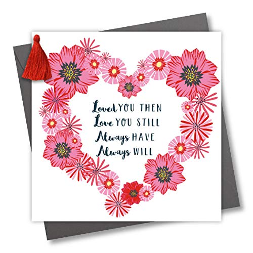 Valentinstags-Grußkarte mit Quaste, Loved You Then, Love You Still, Herzkranz von Claire Giles
