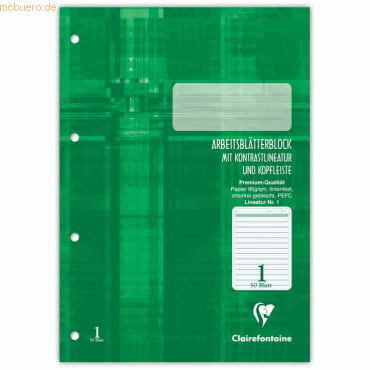 10 x Clairefontaine Arbeitsblätterblock A4 Lineatur 1 eingerahmt 50 Bl 10 x Clairefontaine Arbeitsblätterblock A4 Lineatur 1 eingerahmt 50 Bl von Clairefontaine