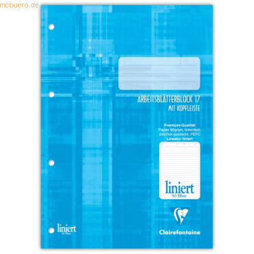 10 x Clairefontaine Arbeitsblätterblock A4 Lineatur 17 liniert eingera 10 x Clairefontaine Arbeitsblätterblock A4 Lineatur 17 liniert eingera von Clairefontaine