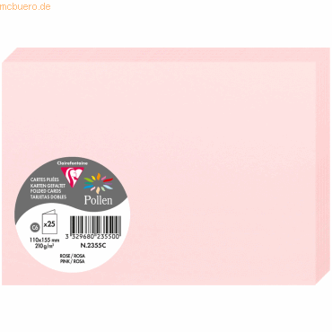 10 x Clairefontaine Doppelkarte Pollen C6 210g VE=25 Stück rosa 10 x Clairefontaine Doppelkarte Pollen C6 210g VE=25 Stück rosa von Clairefontaine