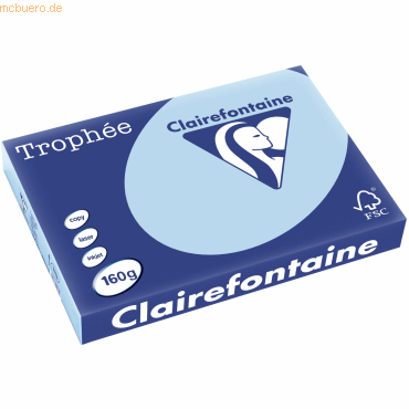 4 x Clairefontaine Kopierpapier Trophee A3 160g/qm VE=250 Blatt eisbla von Clairefontaine