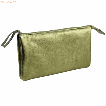 4 x Clairefontaine Tasche groß/flach Leder mit 2 Fächern 22x11cm green von Clairefontaine