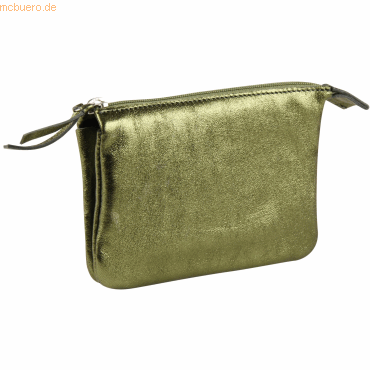 4 x Clairefontaine Tasche klein Leder mit 2 Fächern 13x9cm green von Clairefontaine