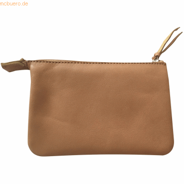 4 x Clairefontaine Tasche klein flach Leder mit 2 Fächern 13x9cm Natur von Clairefontaine