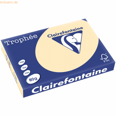 5 x Clairefontaine Kopierpapier Trophee A3 80g/qm VE=500 Blatt chamois von Clairefontaine