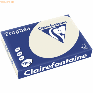 5 x Clairefontaine Kopierpapier Trophee A4 120g/qm VE=250 Blatt perlgr von Clairefontaine