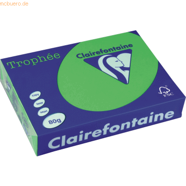 5 x Clairefontaine Kopierpapier Trophee A4 80g/qm VE=500 Blatt minze/m von Clairefontaine