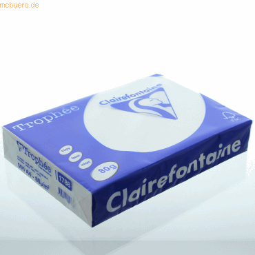 5 x Clairefontaine Kopierpapier Trophee A4 80g/qm VE=500 Blatt perlgra von Clairefontaine