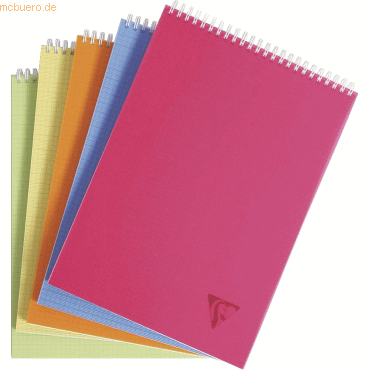 5 x Clairefontaine Spiralblock A5 90g/qm kariert farbig sortiert von Clairefontaine