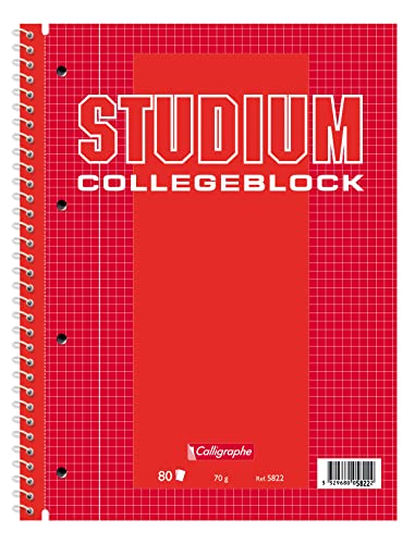 Brause 5822C Collegeblock DIN A4+ (22,5 x 29 cm, 80 Blatt, kariert mit Rand, ideal für die Schule) 1 Stück rot von Clairefontaine