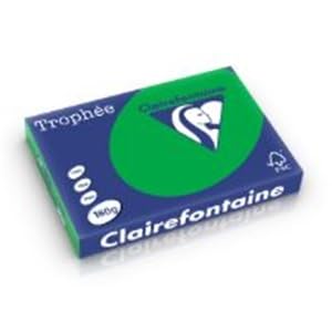 Clairefontaine 1008C - Ries mit 250 Blatt Druckerpapier / Kopierpapier Trophée, DIN A3 (29,7x42 cm), 160g, Billiardgrün intensive Farbe, 1 Ries von Clairefontaine