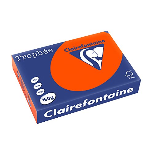 Clairefontaine 1021C - Ries Druckerpapier / Kopierpapier Trophee, intensive Farben, DIN A4, 160g, 250 Blatt, Ziegelrot, 1 Ries von Clairefontaine