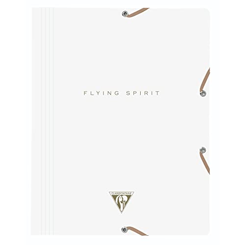 Clairefontaine 104514C - Sammelmappe Flying Spirit, mit 3 Klappen, für DIN A4, 24 x 32cm, Umschlag aus Karton, 1 Stück, Weiß mit sortierten Designs von Clairefontaine