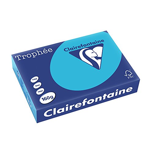 Clairefontaine 1052C - Ries Druckerpapier / Kopierpapier Trophee, intensive Farben, DIN A4, 160g, 250 Blatt, Royalblau, 1 Ries von Clairefontaine