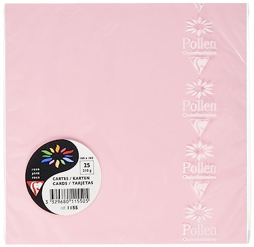 Clairefontaine 1155C Packung (mit 25 Karten Pollen 160 x 160mm) 210g, rosa von Clairefontaine