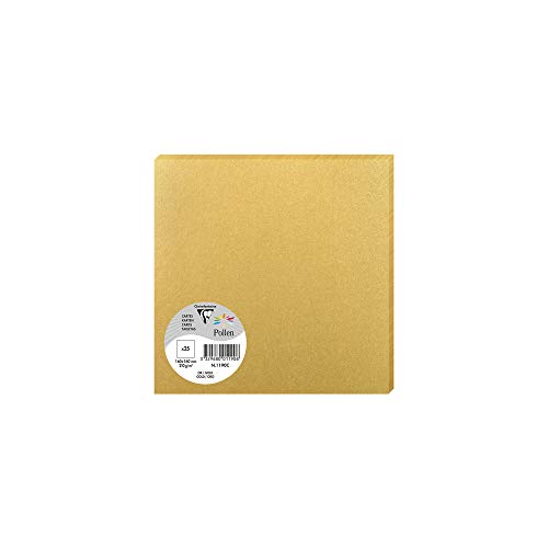 Clairefontaine 1190C - Packung mit 25 Karten Pollen 16 x 16 cm 210g, ideal für Ihre Korrespondenz und Einladungen, Gold, 1 Pack von Clairefontaine