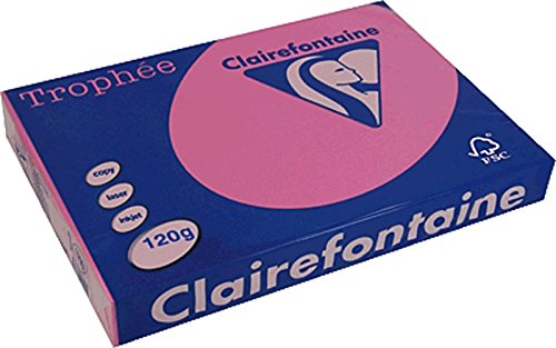 Clairefontaine 1219C - Ries mit 250 Blatt Druckerpapier / Kopierpapier Trophée, DIN A4 (21x29,7 cm), 120g, Fuchsia intensive Farbe, 1 Ries von Clairefontaine