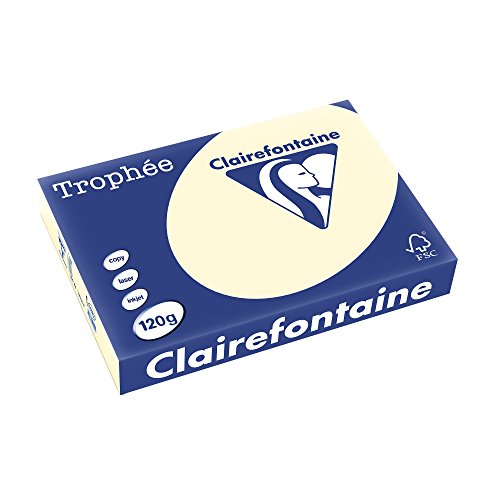 Clairefontaine 1242C - Ries Druckerpapier / Kopierpapier Trophee, intensive Farben, DIN A4, 120g, 250 Blatt, Elfenbein, 1 Ries von Clairefontaine