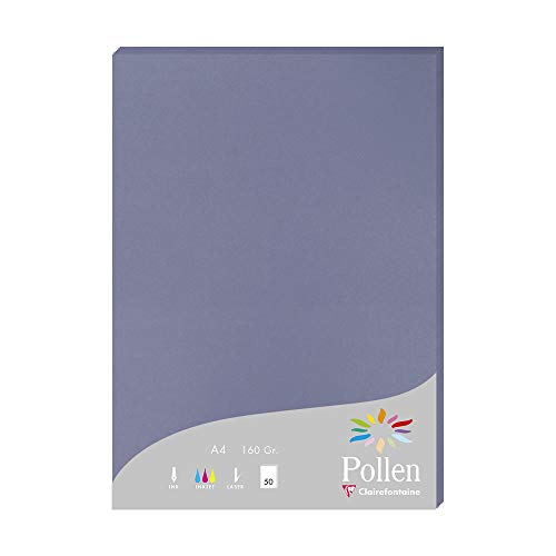 Clairefontaine 14219C - Packung mit 50 Blatt Briefpapier Pollen, DIN A4 160g, in der Masse gefärb, für den Druck geeignet, ideal für Ihre Einladungen und Korrespondenz, Vergissmeinichtblau, 1 Pack Clairefontaine 14219C - Packung mit 50 Blatt Briefpapier Pollen, DIN A4 160g, in der Masse gefärb, für den Druck geeignet, ideal für Ihre Einladungen und Korrespondenz, Vergissmeinichtblau, 1 Pack von Clairefontaine
