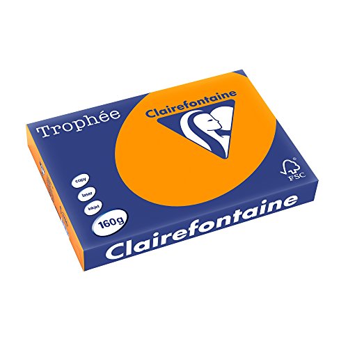 Clairefontaine 1766C - Ries Druckerpapier / Kopierpapier Trophee, intensive Farben, DIN A3, 160g, 250 Blatt, Orange, 1 Ries Clairefontaine 1766C - Ries Druckerpapier / Kopierpapier Trophee, intensive Farben, DIN A3, 160g, 250 Blatt, Orange, 1 Ries von Clairefontaine