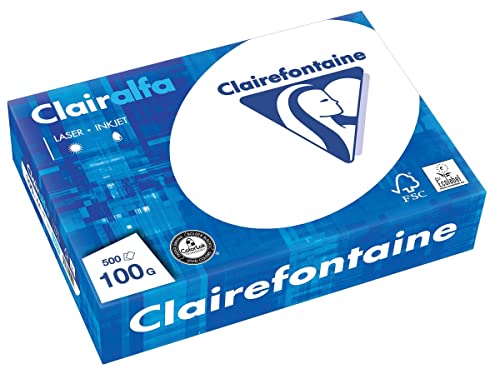 Clairefontaine 1950C - Ries Druckerpapier / Kopierpapier Clairalfa, extraweiß, DIN A4, 100g, 500 Blatt, Weiß, 1 Ries von Clairefontaine