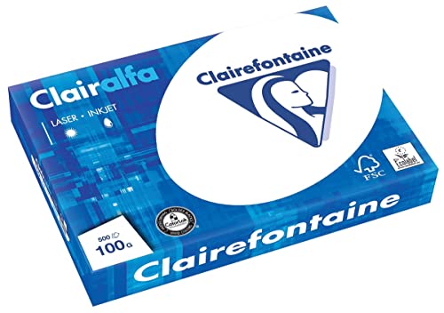 Clairefontaine 1951C - Ries Druckerpapier / Kopierpapier Clairalfa, extraweiß, DIN A3, 100g, 500 Blatt, Weiß, 1 Ries von Clairefontaine