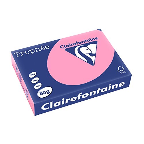 Clairefontaine 1997C - Ries Druckerpapier / Kopierpapier Trophee, Pastell Farben, DIN A4, 80g, 500 Blatt, Heckenrosa, 1 Ries von Clairefontaine